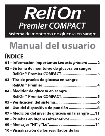 ReliOn Premier COMPACT User Manual - SP - 11-22